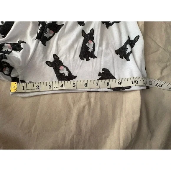 UR Of Love Women XS Shorts French Bulldog Print White Black Elastic Waist Lounge - Picture 6 of 11